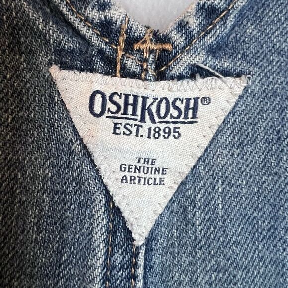 OshKosh Girls Denim Overalls Blue Size 12L Adjustable Straps Multiple Pockets - Picture 9 of 16